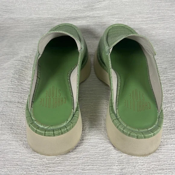 Charlotte Stone Duncan Backless Loafers - Light Green Alligator Design - Picture 4 of 7